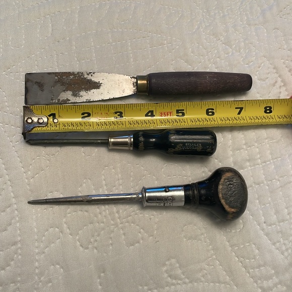 Set of 3 Vintage Hand Tools with Black Wooden Handles - Picture 3 of 10